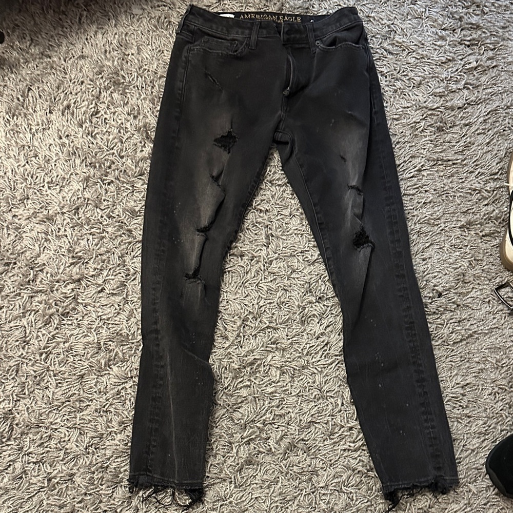 American Eagle Outfitters Men’s Black Ripped Skinny Jeans
